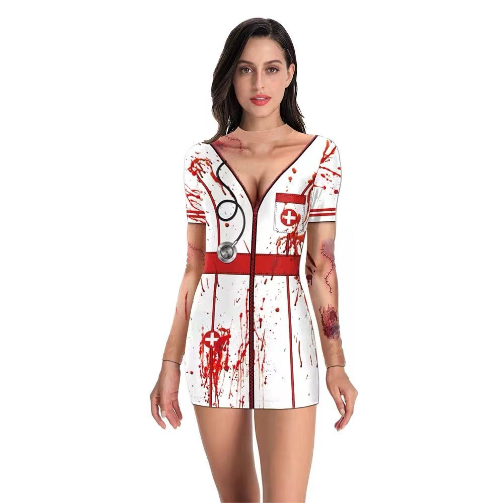 Women's Halloween Jumpsuit Blood Digital Printing