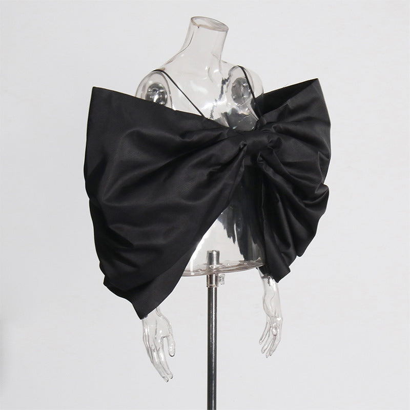 Fashion Solid Color Pure Desire Bow Suspenders Top