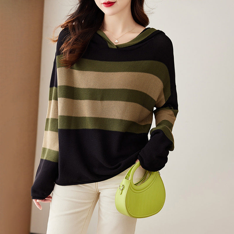 Cozy Oversized Knit Pullover Hoodie for Women