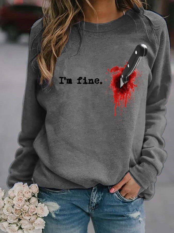 Women's Halloween Pumpkin Print Pullover Sweater
