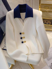 Fake Two-piece Knit Top for Women Chic and Sophisticated Chanel-style Sweater