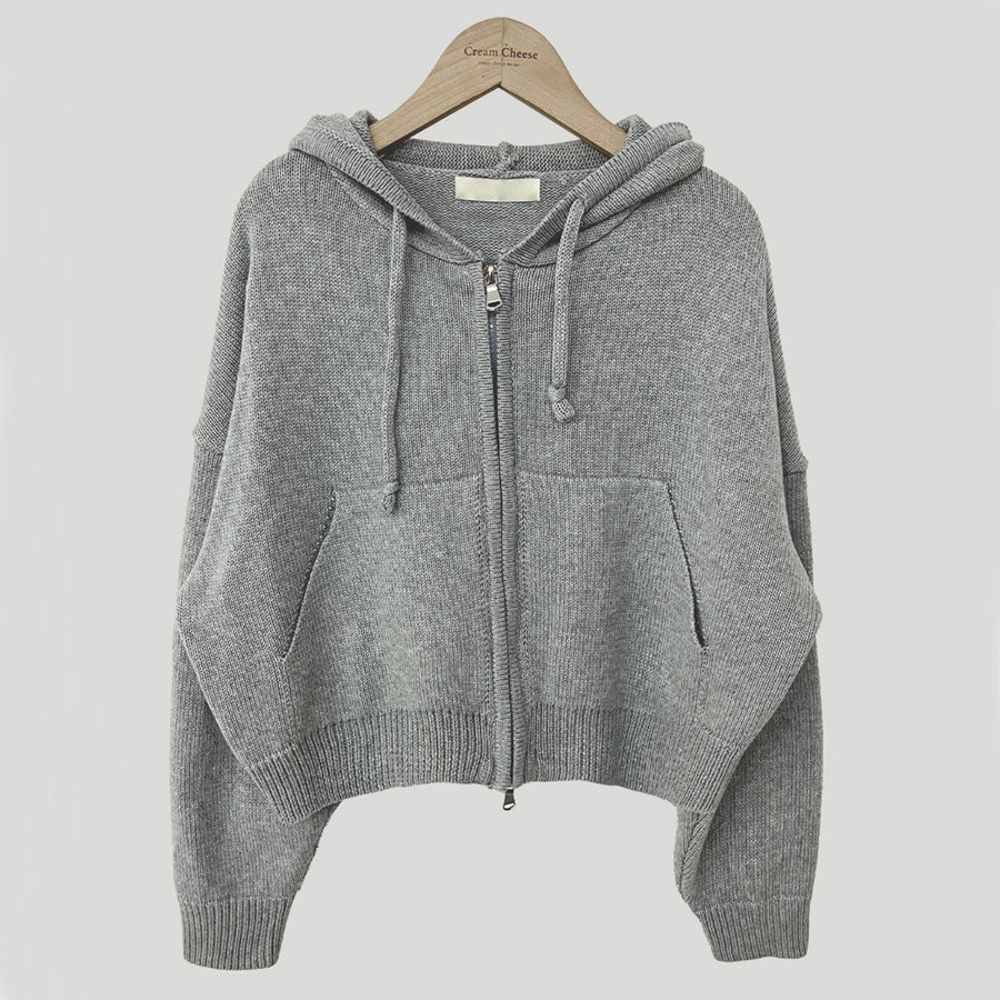 Chic Hooded Cardigan Sweater Jacket with Pockets