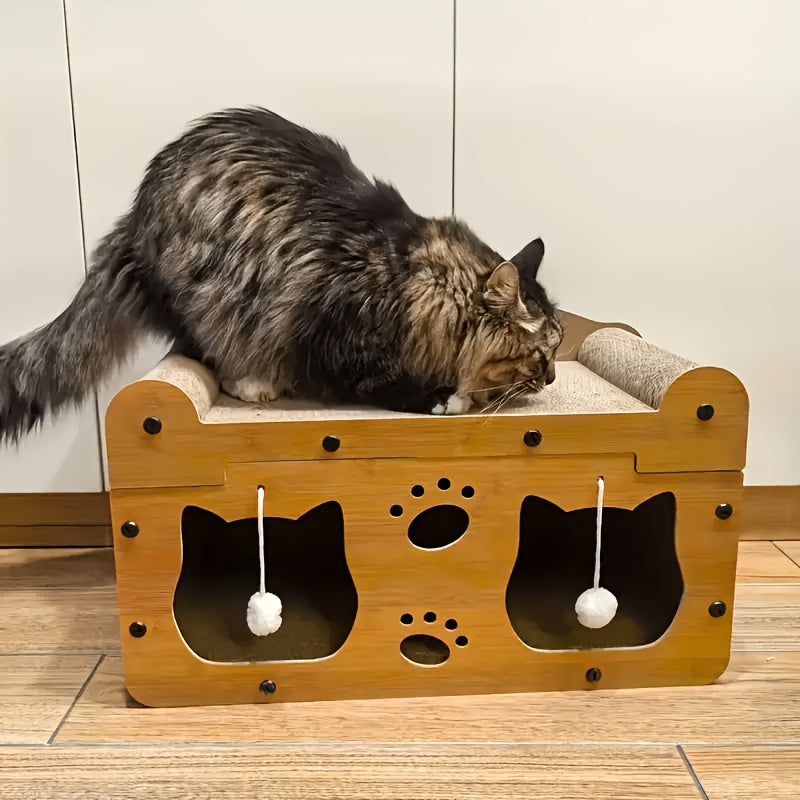 Multifunctional Cat Sofa, Cat Scratching Board - Suitable For All Seasons, Sturdy Cardboard With Ball Toy, Cat House, Cat Bed - Indoor Cat Habitat, High-Quality Pet Furniture, Multi-Cat Use