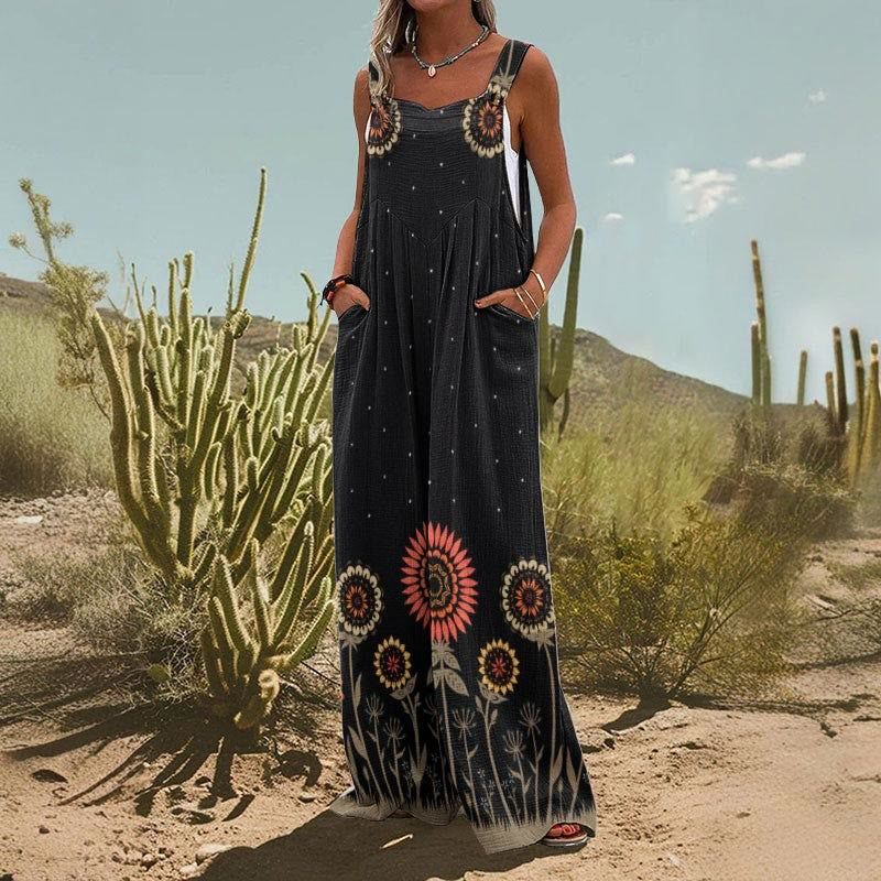 Fashion Women's Wear Vintage Print Jumpsuit