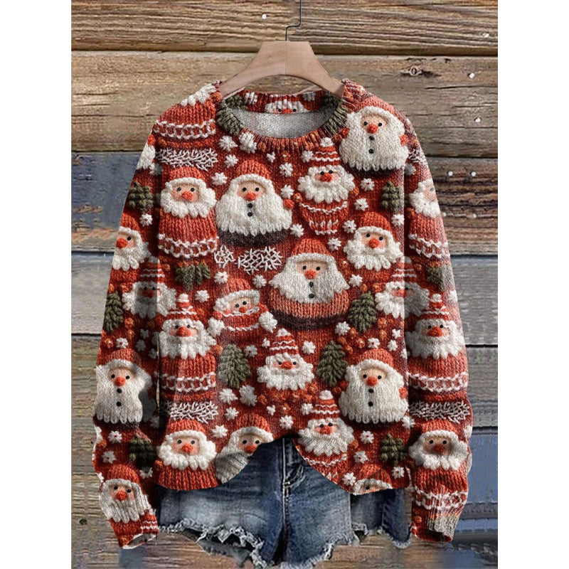 Women's Abstract Print Drop-Shoulder Casual Pullover Sweater