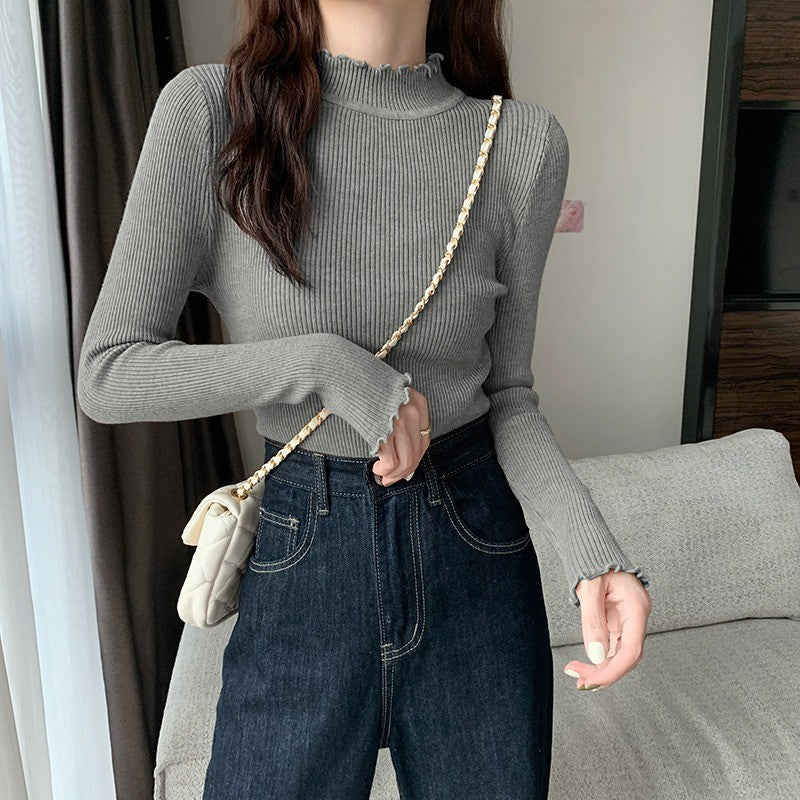 Slim-Fit Mock Neck Long-Sleeve Layering Sweater