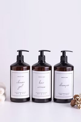 1000ml shower set with amber plastic bottles