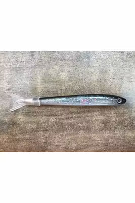 Blue ink ballpoint pen with sleek anchovy design