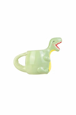 Stoneware dinosaur-themed mug set
