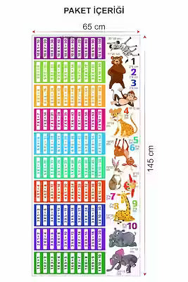 145x65cm multiplication table wall sticker for kids