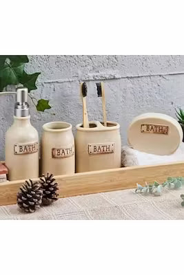 Stone Finish 4-Piece Bathroom Accessory Set