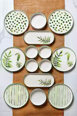 14-piece stackable ceramic breakfast set for 6 people