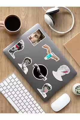 Set of 10 removable laptop and device decal stickers in durable PVC