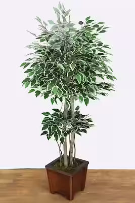 135cm Artificial Benjamin Tree in Starlight Green-White