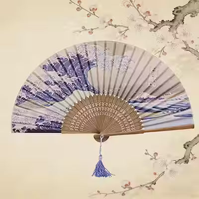Asian Wave Fan Decor