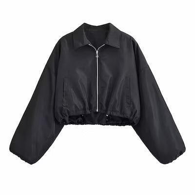 Autumn Short Jacket With Turn-down Collar