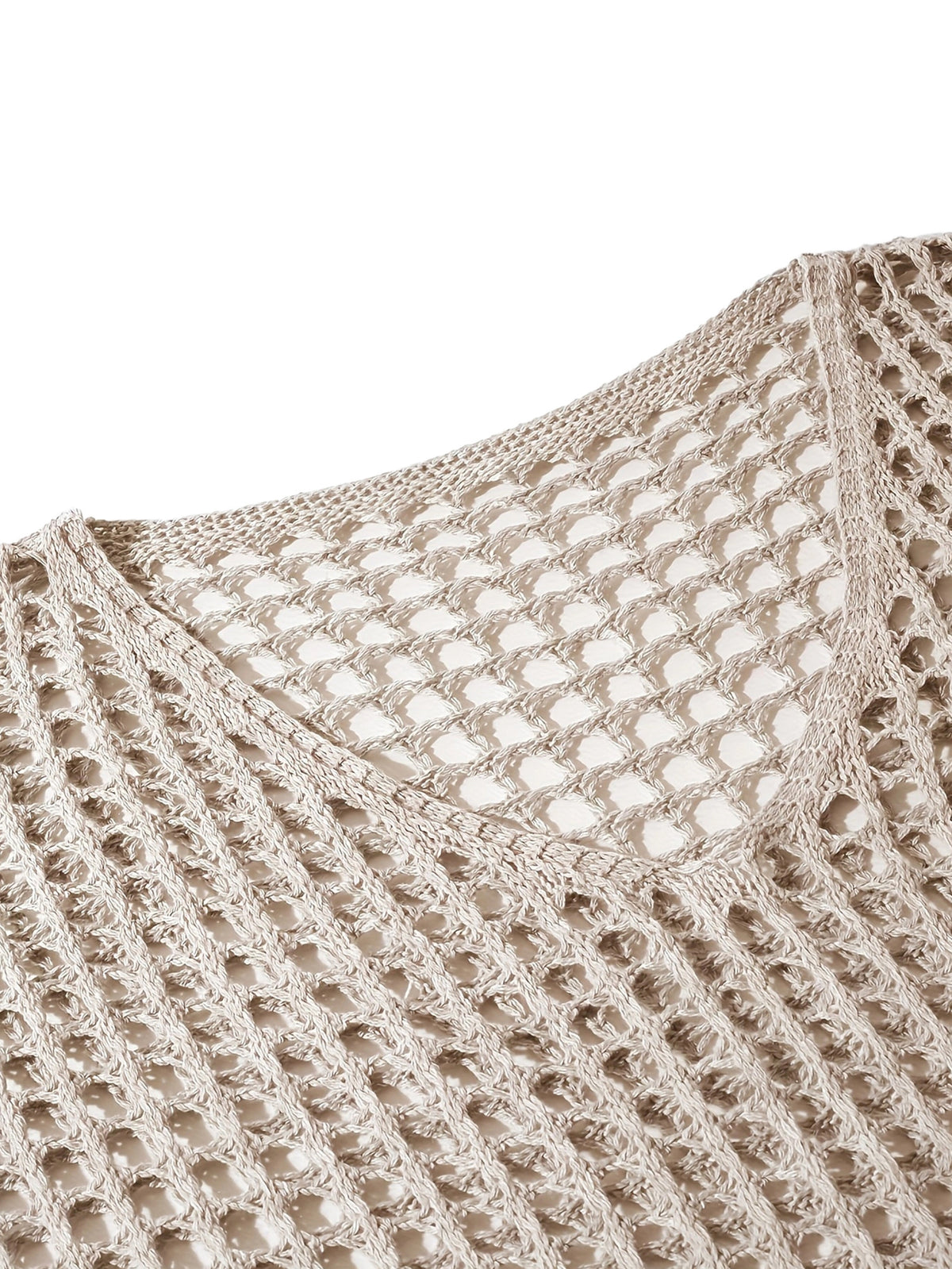 V Neck Hollow Out Knit Tunic Top Batwing Half Sleeve Loose Mesh Cover Up