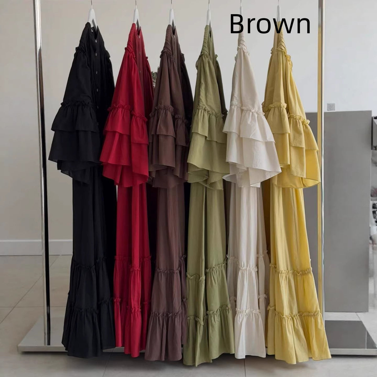 Casual Ruffled Single-breasted Dress
