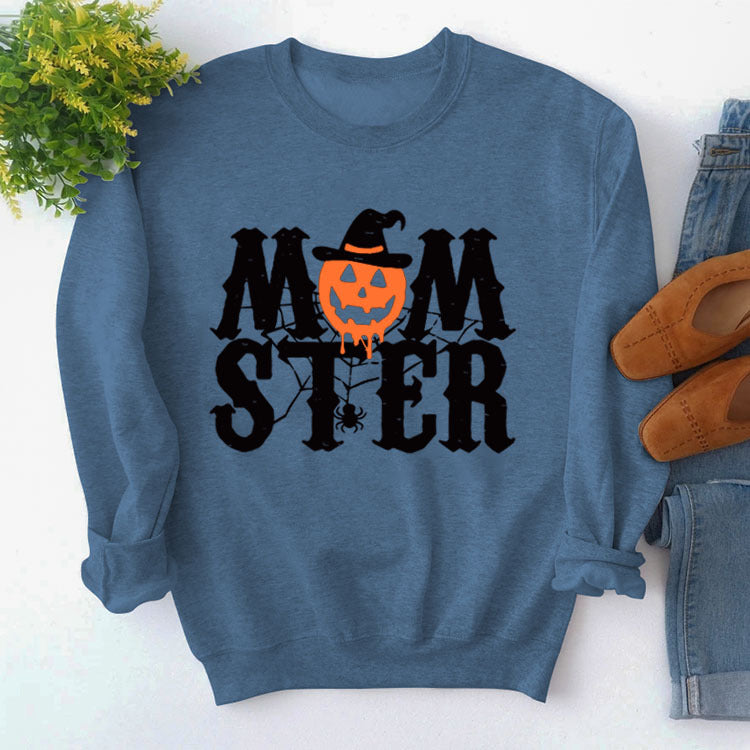 MOM STER Cute Graphic Long Sleeve Pullover Sweatshirt