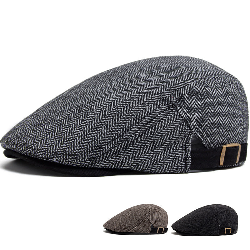 Retro Herringbone Peaked Cap for Men