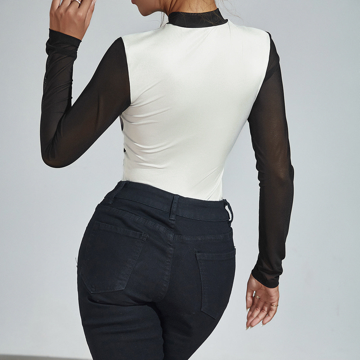 Women's 3D Print Contrasting Bodycon Jumpsuit