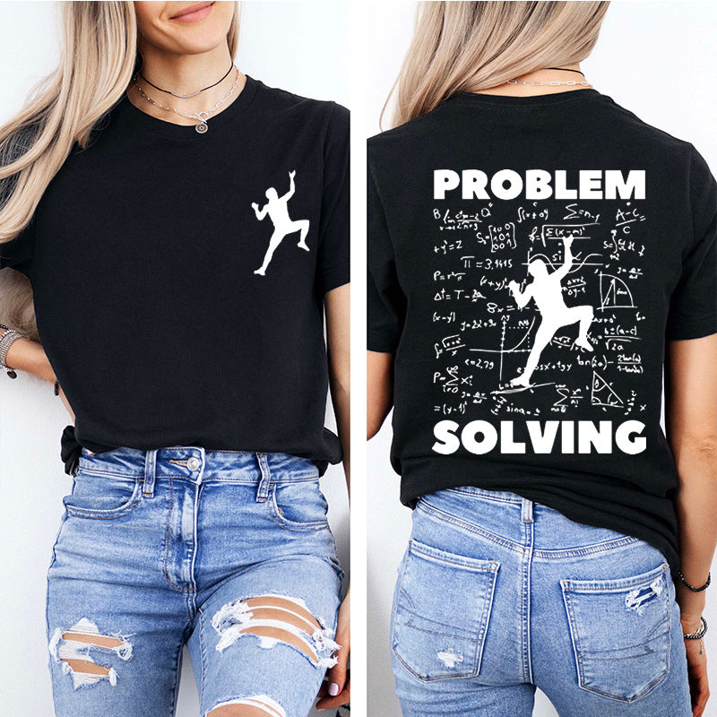 Climbing Puzzle Graphic Tee – Soft Modal Short‑Sleeve for Women