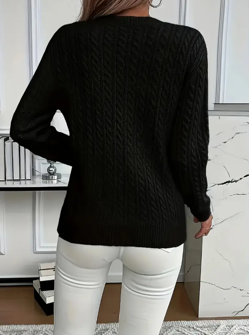 Solid Color Crew Neck Pullover Sweater