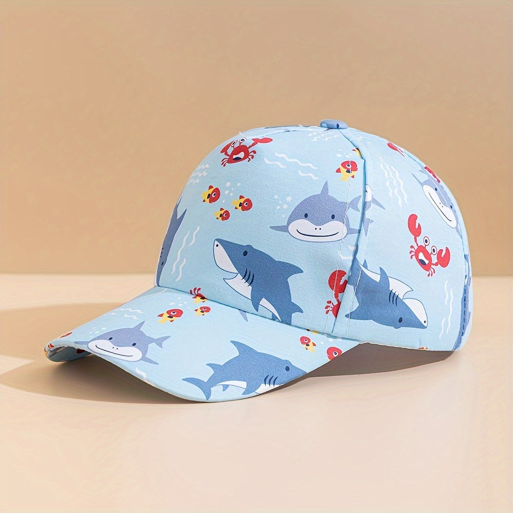 Boy's Cute Dinosaur and Shark Print Baseball Cap for Daily Leisure