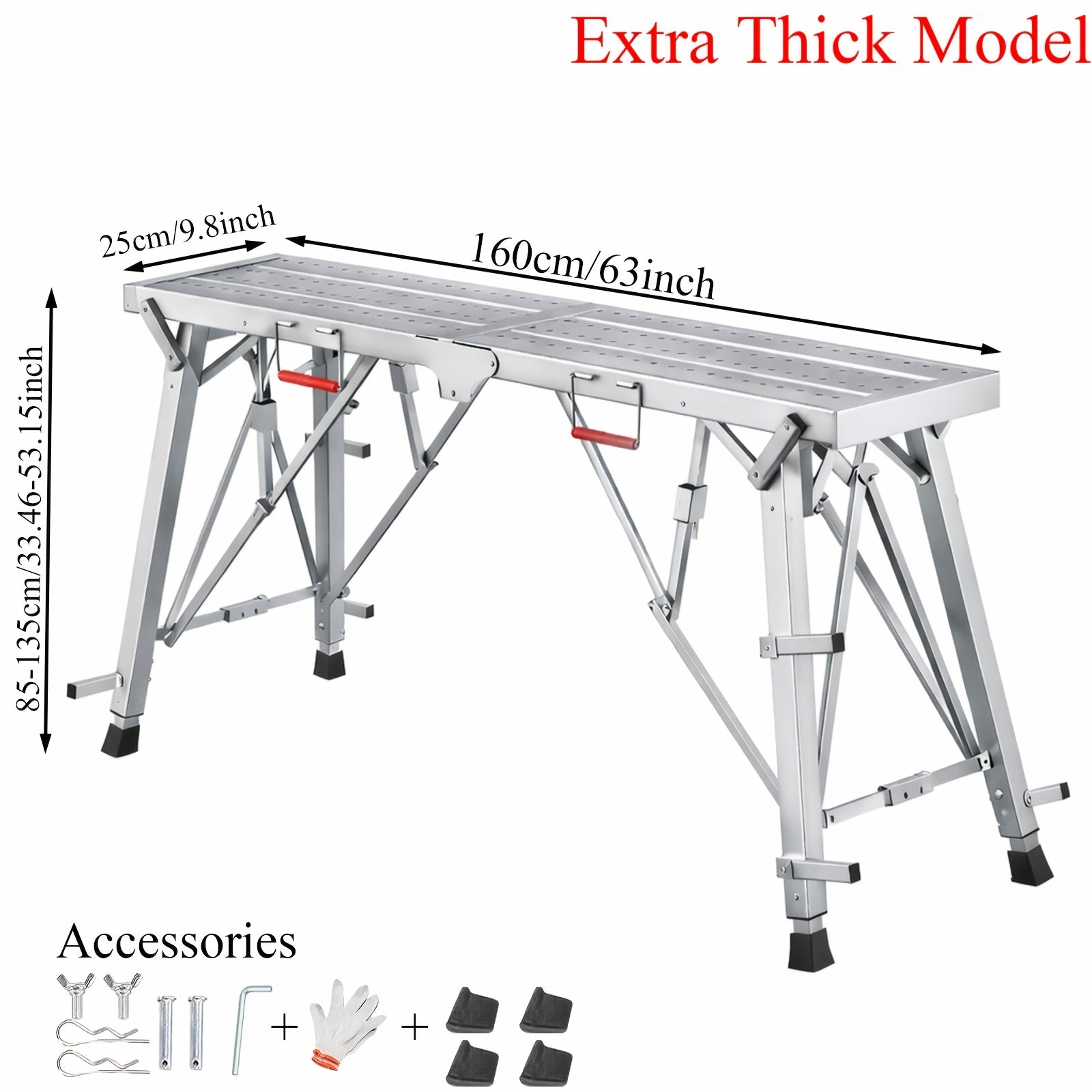 Heavy-Duty Foldable Workbench with Adjustable Height and Railing