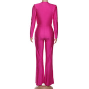 Women's Sexy Deep V Slim-Fit Flared Jumpsuit