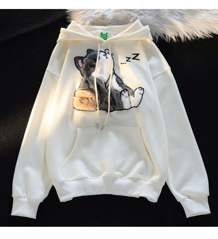 Cozy Flocked Ragdoll Couple's Hooded Sweater Jacket