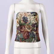Embroidered Apricot Floral Tube Top – Slim Fit Streetwear