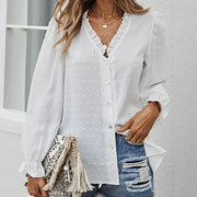 Stylish V-Neck Long Sleeve Blouse for Women