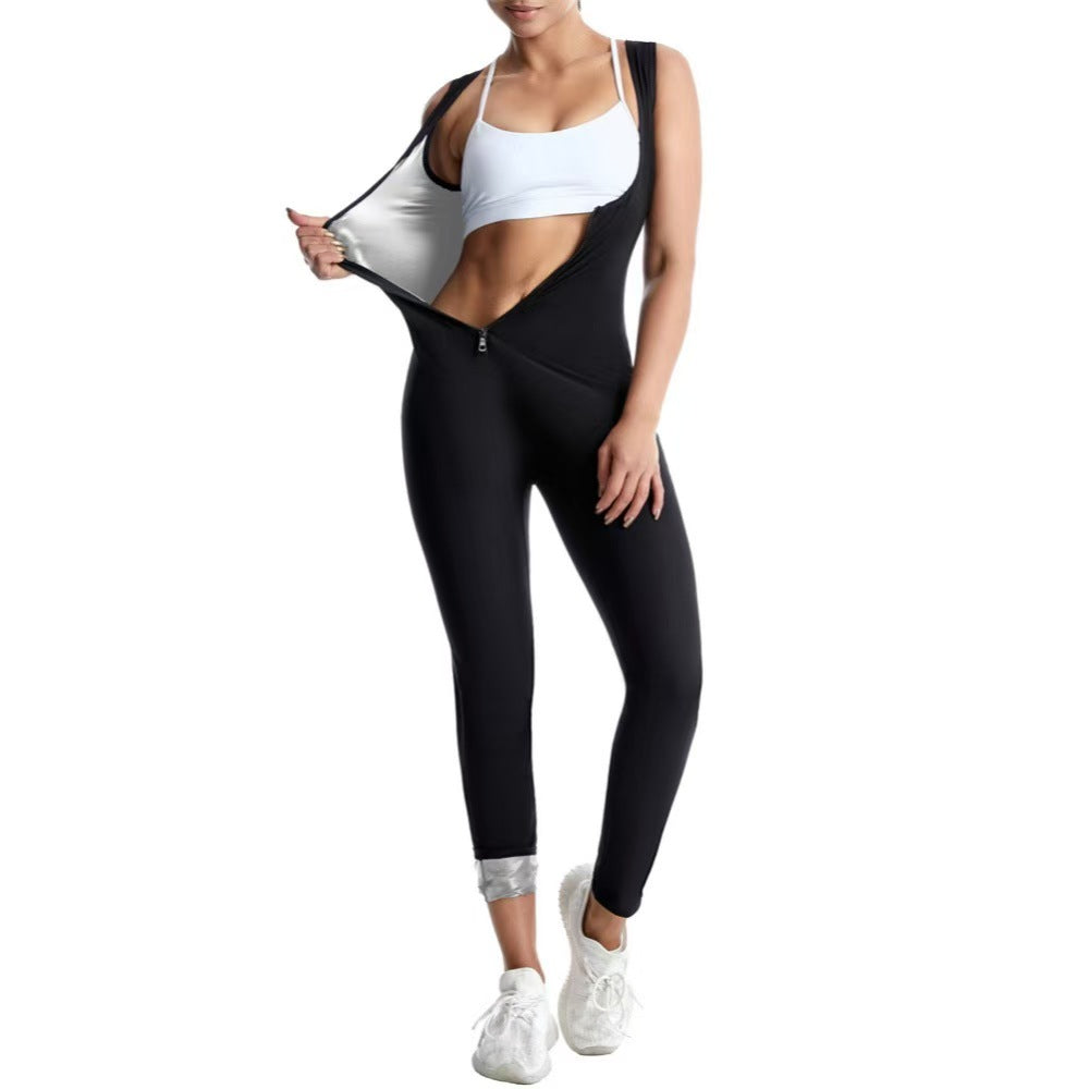 Sauna Suit For Women Sleeveless Tank Top Jumpsuit With Zipper, Sweat Waist Trainer Weight Loss Belly Fat Burner