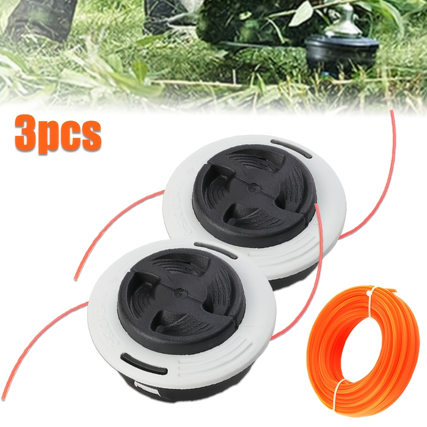C26‑2 Double-Line Grass Trimmer Head – 3‑Piece Set with 10 mm × 1.0 mm Trimmer Line – Compatible with Multiple FS Series Mowers