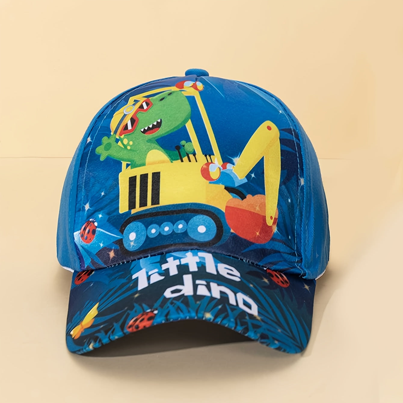 Adjustable Blue Baseball Cap with Astronaut & UFO Design for Kids