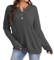 New Fallwinter Buttoned Crewneck Loosefit Sweater