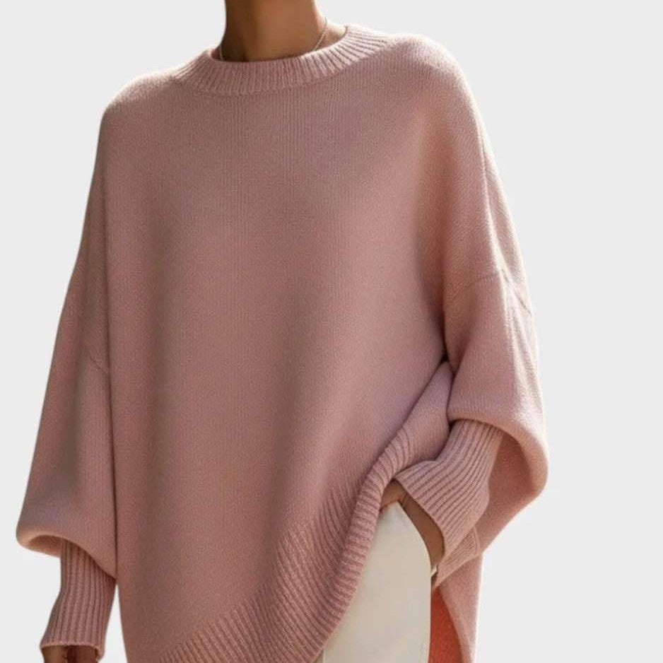 Womens Loose, Effortless-style Crew-neck Knit Sweater