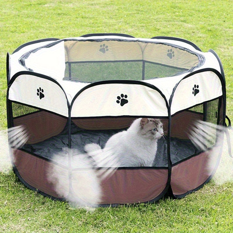1pc Heavy-duty Oxford Cloth Pet Playpen - Foldable Octagonal Dog & Cat Pen With Anti-slip Base, Portable Indoor/outdoor Enclosure, No Assembly Needed, Lightweight & Sturdy For Travel, Home, Vet