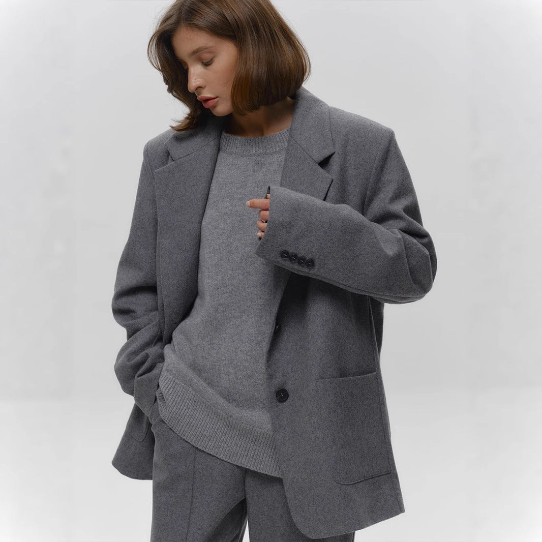Loose and Warm Simple Pullover Solid Color Knitted Sweater