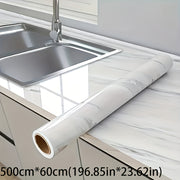 [1 Roll Jazz Marble Sticker] 1 Roll Jazz White Marble Texture Self-Adhesive Wall Sticker | Easy to Disassemble and Freely Splice | Suitable for Various Desktops, Smooth Walls, Bathroom Walls, Kitchen…