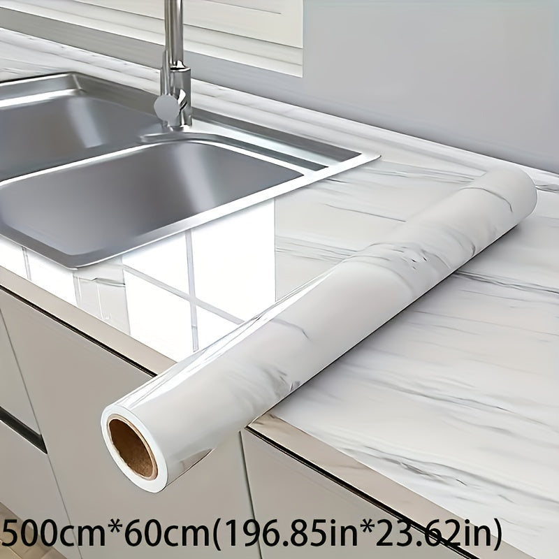 [1 Roll Jazz Marble Sticker] 1 Roll Jazz White Marble Texture Self-Adhesive Wall Sticker | Easy to Disassemble and Freely Splice | Suitable for Various Desktops, Smooth Walls, Bathroom Walls, Kitchen…