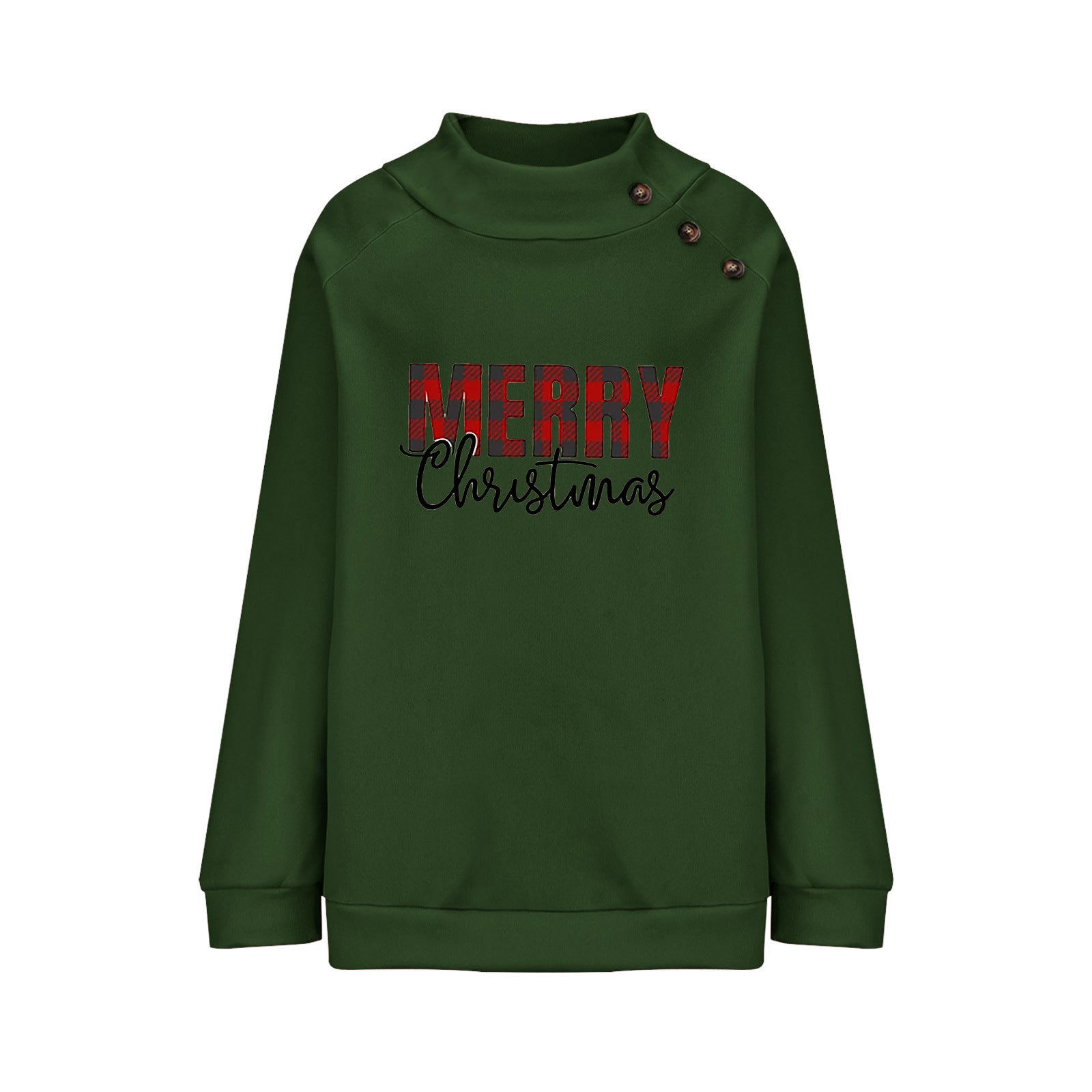 Printed Turtleneck Christmas Letter Loose Sweatshirt Women