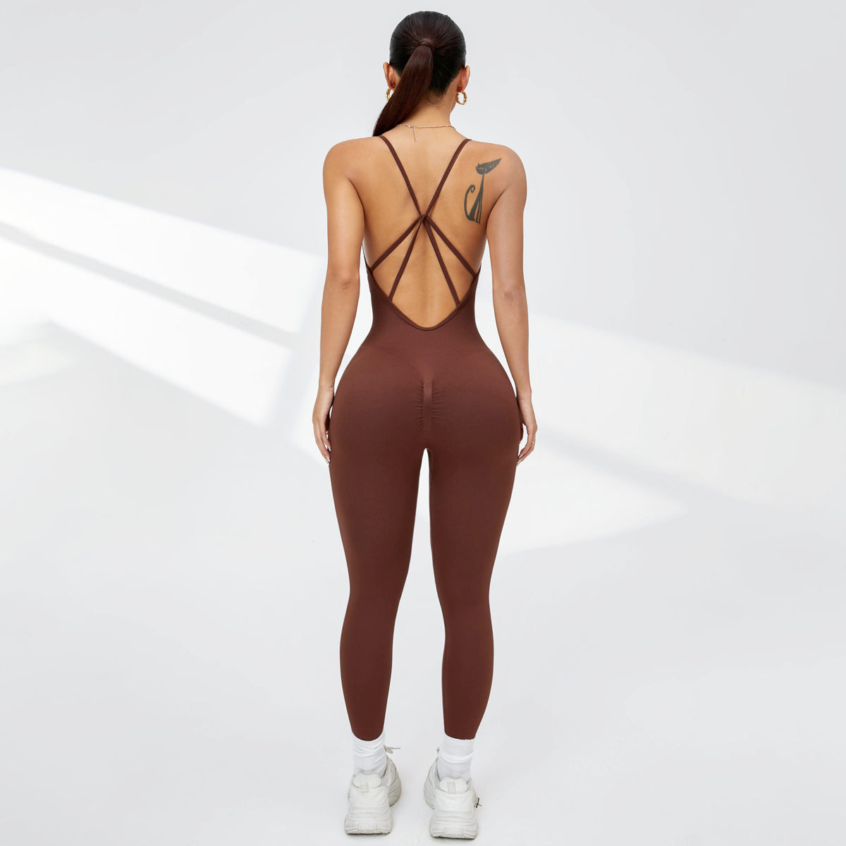 Seamless Fitness Jumpsuit Backless Workout Romper