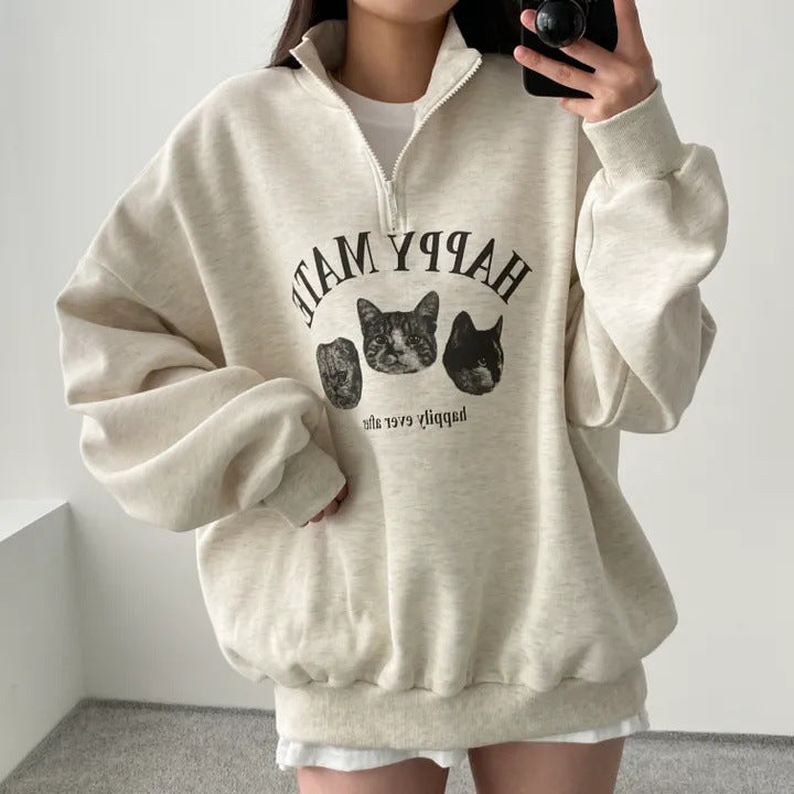 Plus Size Korean Style Pullover Hoodie