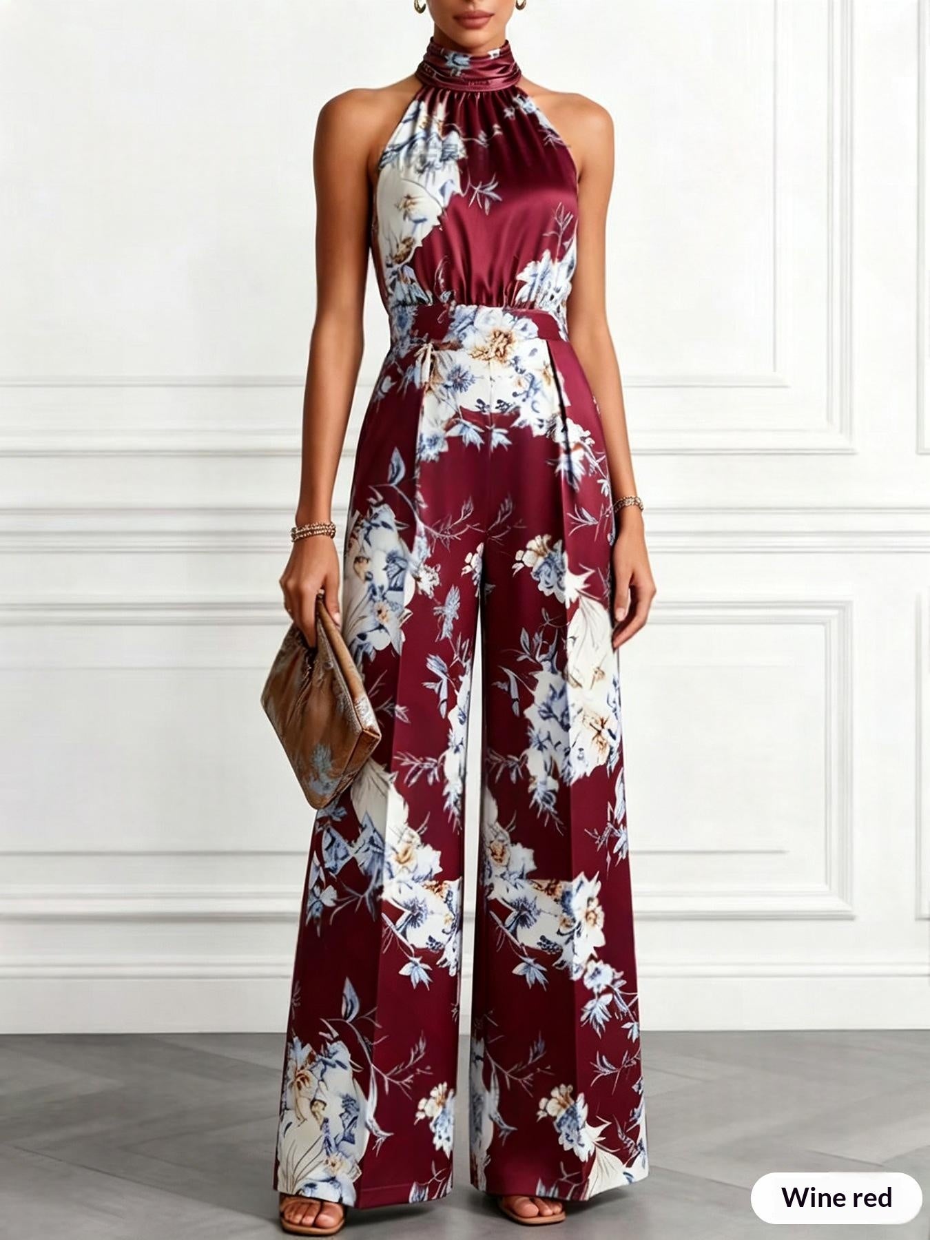 Sleeveless High Waisted Wide Leg Jumpsuit