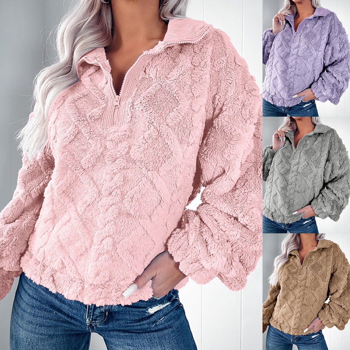 Cozy Half-Zip Fleece Sweatshirt for Women