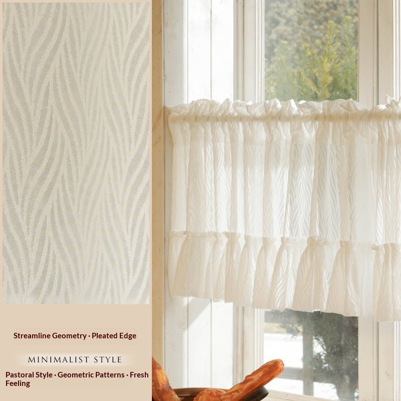 Sheer Gauze Girl Lace Trim Kitchen Curtain