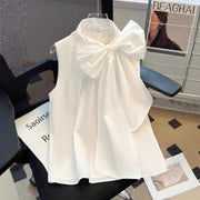Bow-knot Sleeveless Loose-fitting Tummy-covering Vest