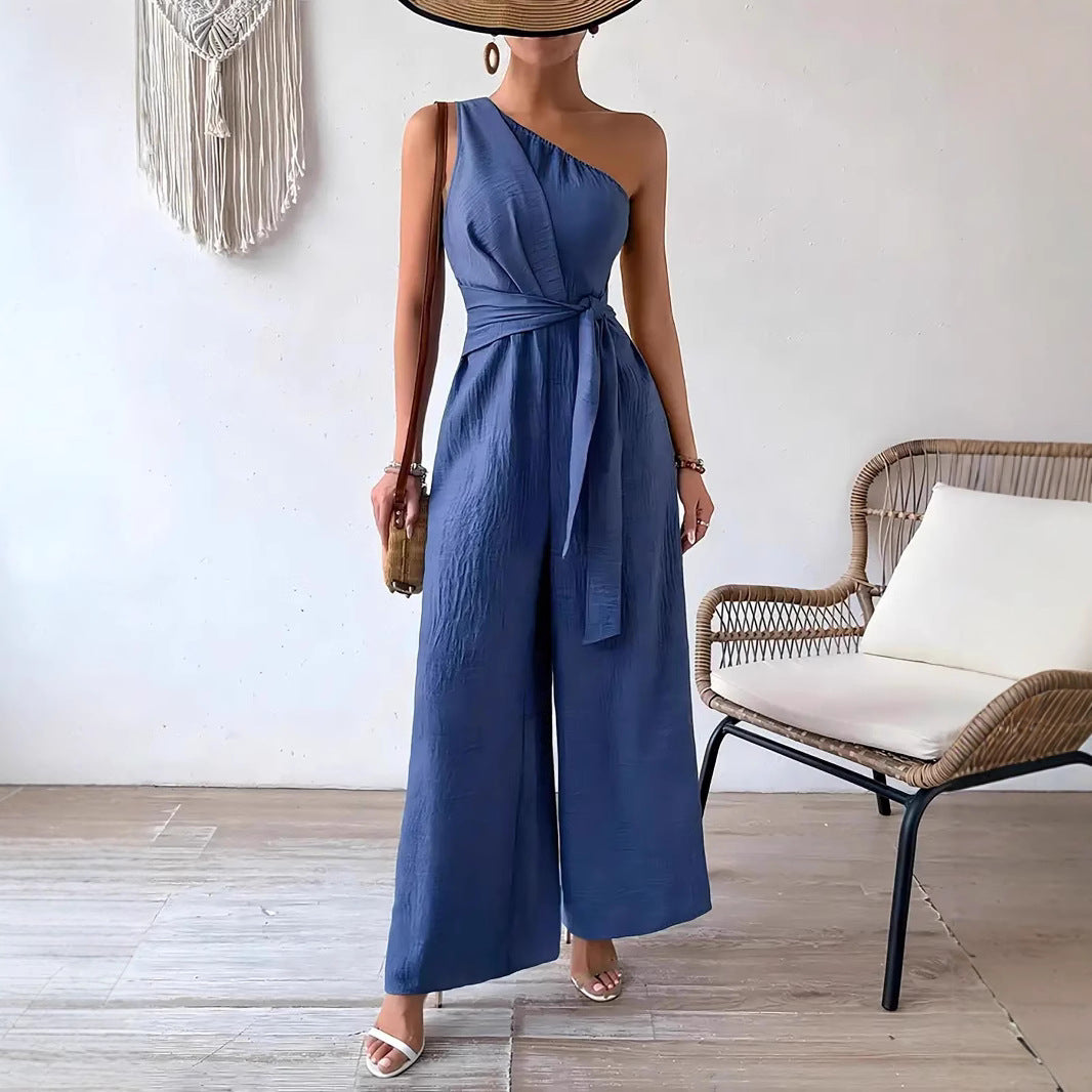 Women's Casual Wide-Leg Jumpsuit with Belt